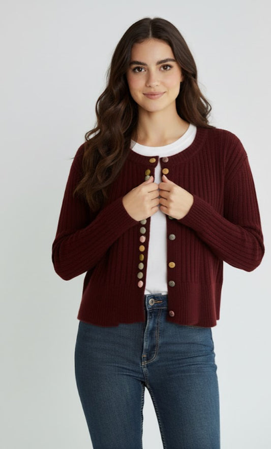 קרדיגן סריג עם כפתורים צבעוניים