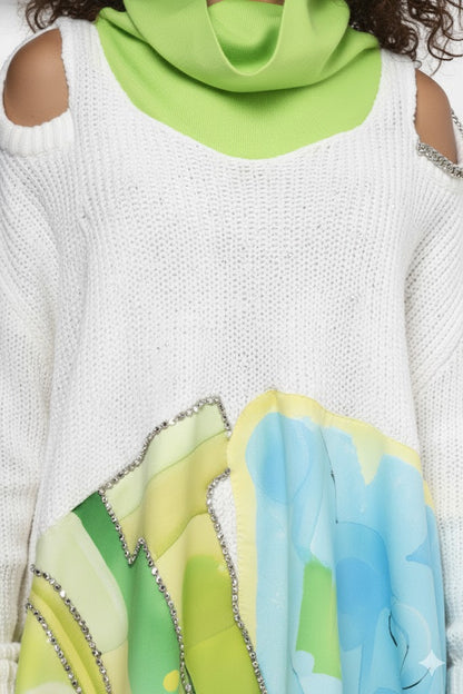 חולצת סריג עם הדפס וגולף 