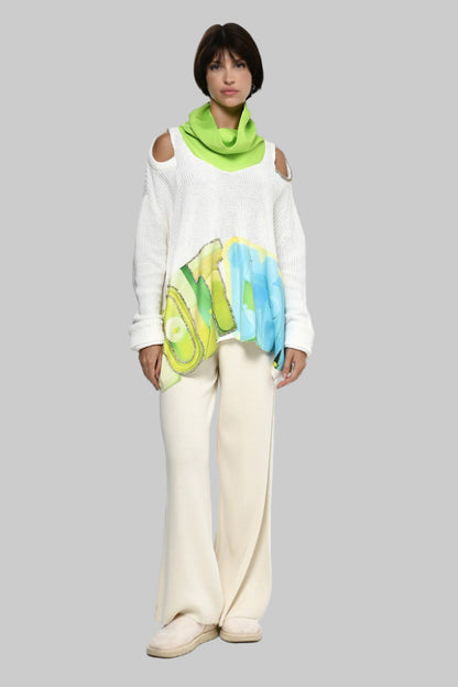 חולצת סריג עם הדפס וגולף 