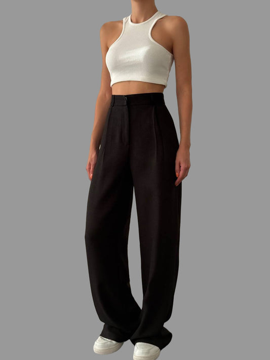 מכנס פאלאצו גזרה גבוהה שחור