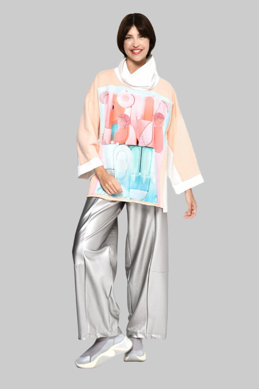 חולצת אוברסייז עם הדפס תלת-מדי וגולף 